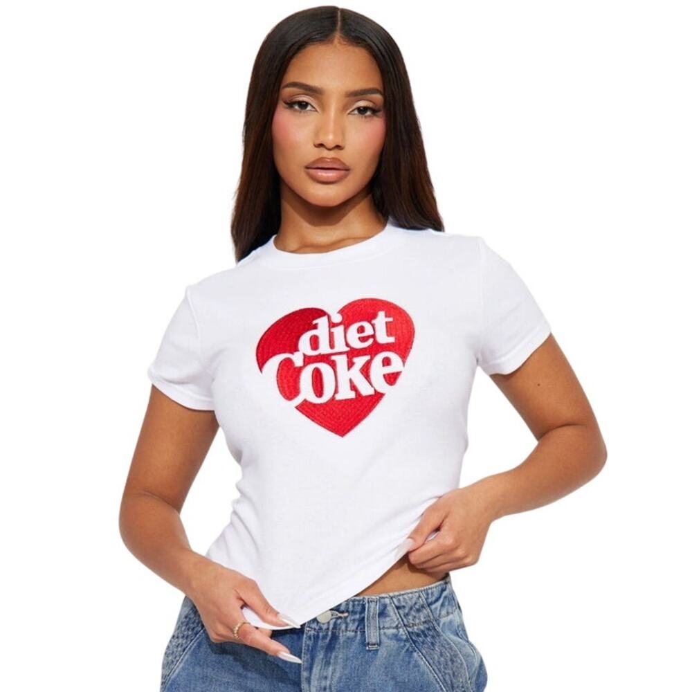Coco Cola Diet Coke baby t-shirt sz xl White crew neck tshirt retro y2K